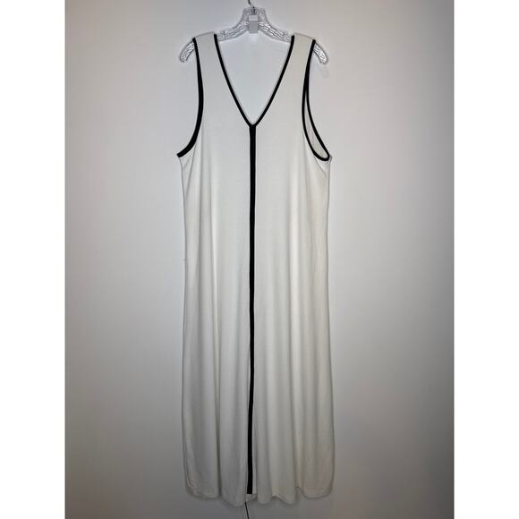 Maeve by Anthropologie Mid-2010s Ivory Black Piped Stretch Midi Dress Size 1X - Picture 7 of 10